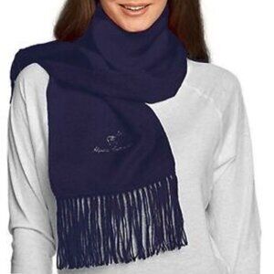 Alpaca Wool Camargo Navy Blue Fringe Scarf 68”x8”